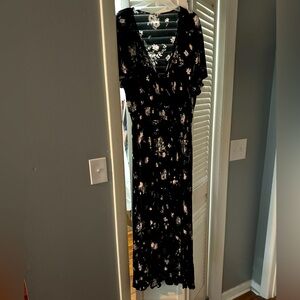 Black Floral High Low Dress, L/XL